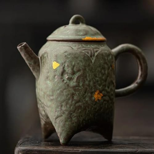 Juego De Té Para Adultos Tetera Esmaltada Bronce Para Decoración Té Kung Fu Barro Roca Antigua Estética 160ml Con Filtro Juegos De Té Portátiles(A)