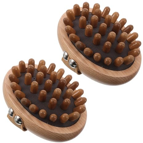 SOPOTUTU 2 Pièces Brosse Massage Bois Peigne Chevelu Bois de Hêtre Brosse Shampooing Multifonction pour Massage Acupoints Outil Relaxation Tête Unisexe Portable