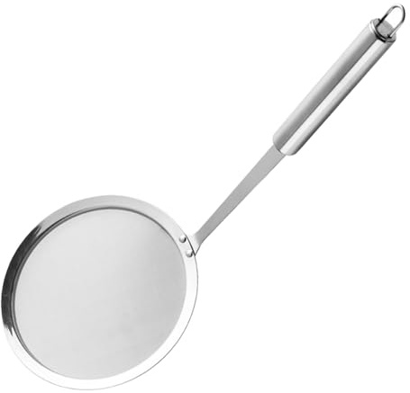 Cucchiaio da cucina in acciaio, schiumarola, mestolo a maglia fine antiruggine, design durevole e facile da pulire, filtro 'olio per zuppe, tè, latte di soia, frittura di brodo, preparazione