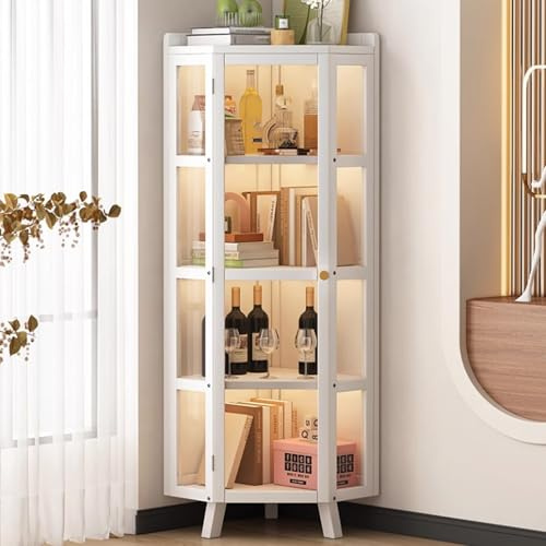 Moderne Eckvitrine – hohe Glasaufbewahrung für Wohnzimmer & Home Office – Stilvoller Pokal mit Türen – elegante Möbel für nized Aufbewahrung