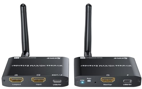 Kit de transmisor y receptor KVM HDMI inalámbrico de 200 m a 60 Hz, HDMI y USB, video, audio y teclado, extensor de mouse de PC a TV con salida local