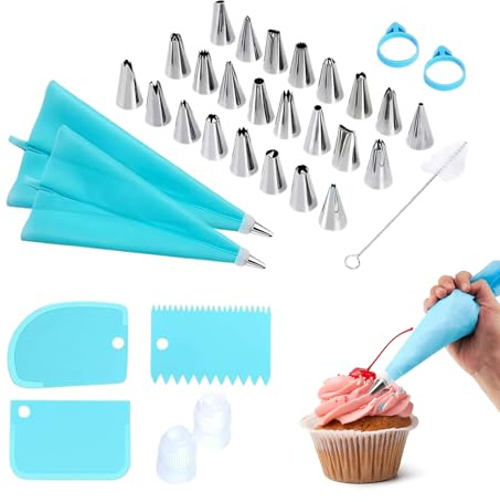 Generisch Sac à poche e beccucci, 34 pezzi, decorazione da forno riutilizzabile – per decorare torte, per dolci, torte, cupcakes
