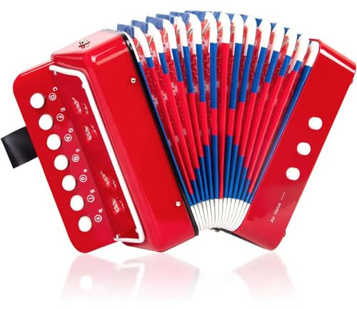 Akkordeon，Akkordeon kinder，Ziehharmonika，7 Tasten 3 Bass Kinderakkordeon mit Verstellbarem Gurt，Leicht und Umweltfreundlich，Geeignet für Anfänger, ein Geschenk für Den Kindertag