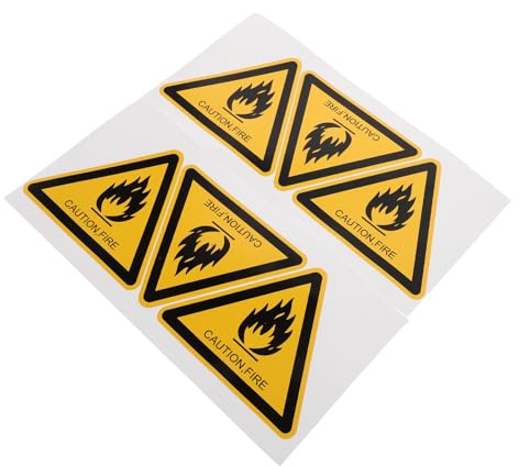 Sosoport Adesivi di Avvertimento Antincendio 6 Pezzi, Etichette Adesive di Sicurezza Impermeabili per Attrezzature Industriali, Segnale Riflettente Triangolare Alta Visibilità per