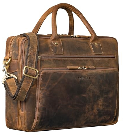 STILORD Dylan Business Aktentasche Herren Leder Groß | Premium Laptoptasche 16 Zoll Arbeitstasche Echtleder Dokumententasche A4 Ledertasche mit abnehmbaren Schultergurt Farbe:schwarz