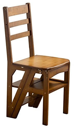 IEOWY Silla-Escalera de Madera de 4 peldaños, Taburete-Escalera Plegable para Biblioteca, Soporte Multifuncional para estantería y Plantas, escalones compactos para Subir.