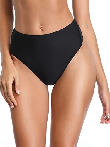 RELLECIGA Women's Black High Cut High Waisted Bikini Bottom Size X-Large