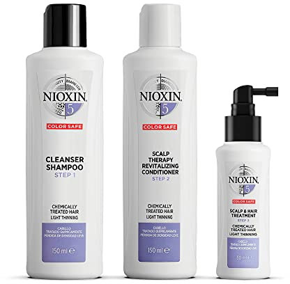 NIOXIN System 5 Starter-Set – Shampoo, Haarspülung und Kopfhaut Serum für chemisch behandeltes, dezent dünner werdendes Haar – gegen Haarausfall durch Haarbruch und zur Haarverdichtung