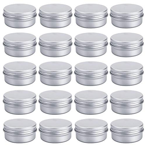 nuoshen 20 Pcs Aluminium Tin Jars, 20ml Empty Cosmetics Containers Pots for Sample Makeup Creams