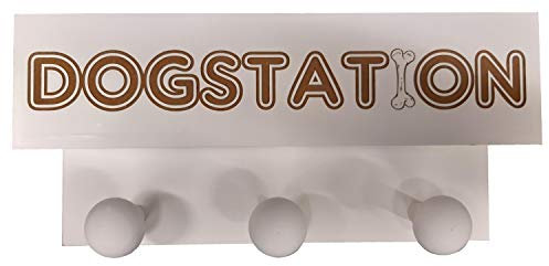 UDIG Garderobe Schlüsselhaken Dogstation für Hundeleine Halsband aus MDF Holz