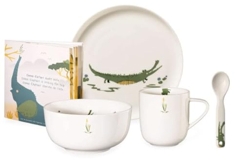 ASA 38951314 5-teiliges Kindergeschirrset, Porzellan, Croco Krokodil