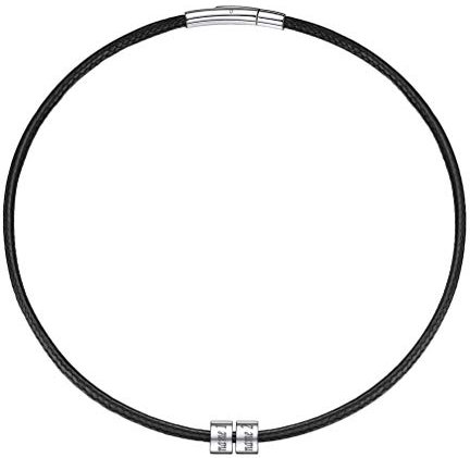 PROSTEEL geflochtene Lederkette für Damen Herren 51cm schwarz Kordelkette Halskette mit 2 Namen Gravur Beads Kunstleder Kette personalisiert Schmuck für Ehepaar Liebespaar