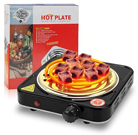 Yuragim Allume Charbon Chicha Électrique, 1000W Briquet Charbon Chicha, Plaque Chauffante Chicha Charbon Naturel, Allume Charbon Électrique avec Thermostat 5 Positions, pour Cuisine Camping Barbecue