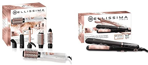 Bellissima Imetec Steam B28 100 Piastra per Capelli Professionale a Vapore, Effetto Liscio a Lungo & Imetec GH18 1100 Modellatore ad Aria, Rivestimento spazzole in Ceramica