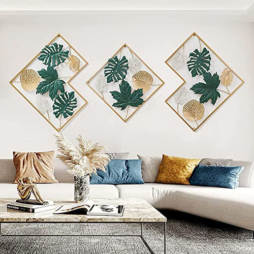 TROONZ 3pcs Decorazione da Parete in Metallo Set, Lussuoso Composizione Quadro in Metallo, Fatta a Mano Scultura da Parete per Soggiorno/opere d'Arte, 170 * 71cm