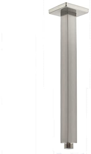 Drettyer Deckenhalterung Duscharm mit Flansch, 50,8 cm, quadratisch, gerade Verlängerung, Verlängerungsrohr-Ersatz, langer Duscharm für festen Regenduschkopf oder hohe Decke, gebürstetes Nickel