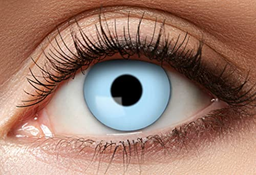 Balinco Monats Farbige Kontaktlinsen ohne Stärke, Weiche Hochwertige Motivlinsen für Cosplay, Halloween, Karneval, Partys & Festivals – Solid Sky Blue