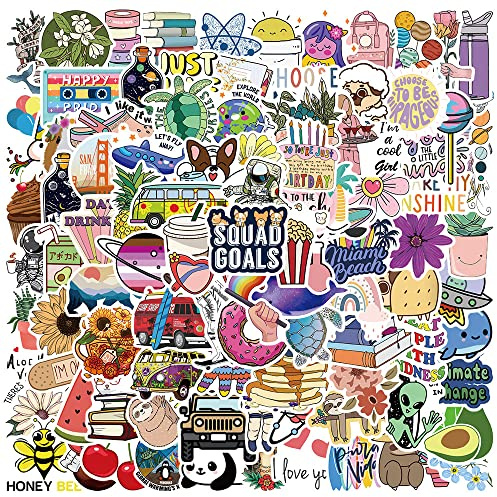 100Pcs Cute Stickers for Water Bottles, Laptop, Luggage, Bicycle, Vinyl Waterproof Aesthetic Kawaii Stickers Packs, Vsco Funny Decals for Kids, Teens, Girls