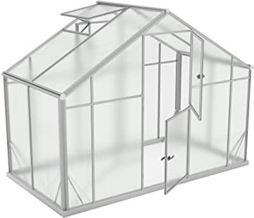 Aluminium Gewächshaus Glas 150x290 cm - Gewächshäuser - Treibhaus Gewächshaus mit Fundament - Glashaus Tomaten - Gewaechshaus 4,35m2 - Greenhouse Outdoor - 6 mm Platten