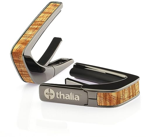 Thalia Exotic Wood Series Kapodaster mit schwarzem Chrom-Finish, AAA Hawaiian Koa in Vintage Blonde