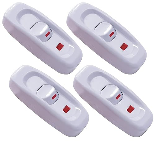 Gebildet 4PCS Interruptor de Cable en Línea Botón de Encendido/apagado 10A 250V Interruptor de Alimentación en Línea con Luz LED para Lámpara de Mesa Lámpara de Escritorio Lámpara de cama (blanco)