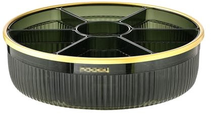 HANDUO Plato De Olla Caliente Bandejas giratorias for Verduras, Platos Calientes, Bandeja for Servir Hielo, contenedores for Comida, Bandeja doméstica for Girar (Color : Verde, Size : 30x8.8cm)