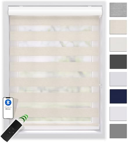 EFIXS Doppelrollo mit Kassette 140 x 175 cm (BxH) in leinen/Duo Rollo mit Premium-Unterschiene/Doppelrollo zum Bohren in den Breiten 40-220 cm