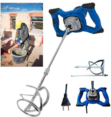 Banas Agitatore 2600W, Miscelatore Per Malta con 6 modalità di velocità, Betoniera cemento portatile del malta, Agitatore per Vernice, Cemento e Colla; Blu; Leggero e facile da usare