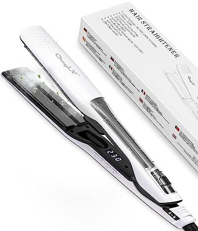 CkeyiN Piastra per capelli a Vapore,Professionale Rivestimento in Ceramica con Funzione Degli Ioni Negativi,PTC Riscaldamento Rapido, Effetto Liscio A Lungo,Temperatura Regolabile 100°C-230°C