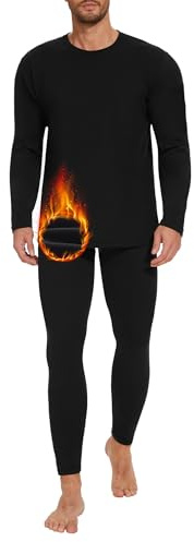 AKKQHH Ropa interior térmica para hombre, ropa interior de esquí cálida, térmica, juego de ropa interior larga para hombre, ropa interior funcional suave, ropa interior térmica para invierno, Negro-1