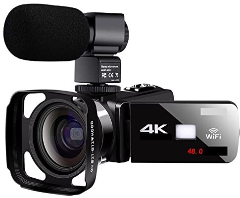 AUBEST Video Camera Camcorder Night Vision 4K Camcorder Digital Professional Video Camera For Live Stream 18X 48MP Photography Vlog Recorder(64G SD Card,MIC Lens Hood)