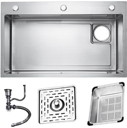 Kaverno Fregadero Cocina de Panal, Fregaderos de Acero Inoxidable 304 Gris, Fregadero Independiente Bajo Encimera Modernos, Fregadero en Multifuncional con Escurridor y Tapa de Drenaje(80 * 45cm)