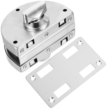 ORFOFE Stainless Steel Glass Door Lock Key Double-Sided Frameless Glass Hasp No Drilling Required Suitable for Home and Office Single Open Design