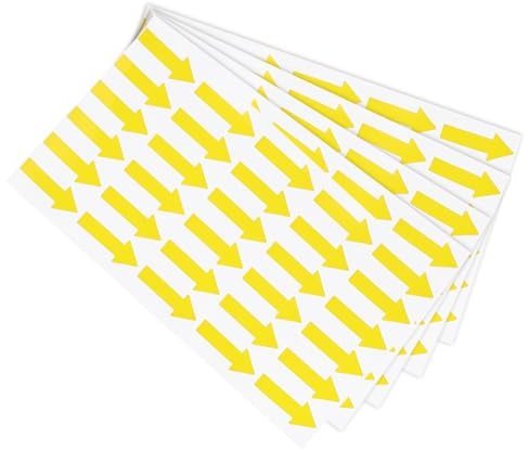 PATIKIL 4 Hojas 120pcs Pegatina de Flecha Pequeña PVC 3x1.2cm（L*A) Amarillo | Flecha Adhesiva Etiqueta, PVC, Codificación Cartel Calcomanía, para Gas Flujo Dirección Inspección Defecto Marcado