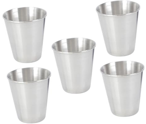 PRETYZOOM Bicchieri Da Whisky in Acciaio Inossidabile Da 70 Ml Bicchierini Da Shot Per Discoteche Allaperto Uso Domestico Robusti E Leggeri Set Da 5 Pezzi