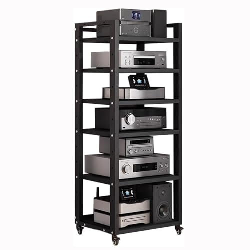 CD-Plattenspieler-Stereo-Receiver-Schrank, Audio-Video-Rack mit Rad, verstellbarer, stabiler Eck-Tunerständer für Heimkino, Küche, Wohnzimmer, Schlafzimmer, Bücherregal-Lautsprecherregale (7