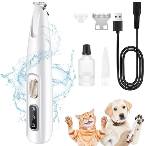 NEUTYPECHIC 4 en 1 Hundeschermaschine, Tierhaarschneidemaschine für Hunde Katzen mit LED-Licht, Kabellos Hund Pfoten Trimmer Superleise, Haustier Rasierer für Pfoten, Augen, Ohren, Gesicht, Körper