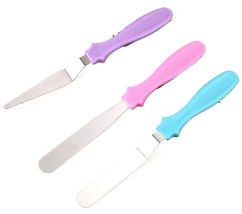 FVCTGHZ 3pcs set Small Cranked Angled Spatula Palette Knife Stainless Steel Butter Cake Cream Knife Spatula Fondant Tools