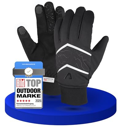 Alpensattel Polartherm Fahrradhandschuhe Gr. M | Fahrrad Handschuhe 100% Wind- und Wasserdicht (DIN EN 343) Winterhandschuhe für Damen & Herren | Warme Hände bis -10 Grad + Touchscreen Funktion