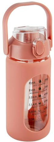5five - botella de vidrio y silicona de 1l con pajita y tapa