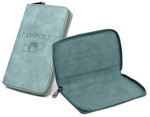 Mayoii Passport Holder Travel Wallet - Slim PU Leather Document Organizer for Women & Men, Compact Travel Document Holder, Perfect for Travelers (Blue)