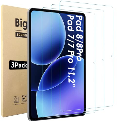 Bigqin 3 Piezas Protector Pantalla Compatible Con Xiaomi Pad 8/8 Pro/7/7 Pro 11.2, 2.5D No Bubble HD Anti-Huella Cristal Vidrio Templado Compatible con Xiaomi Pad 7/7 Pro 11.2 Pulgadas