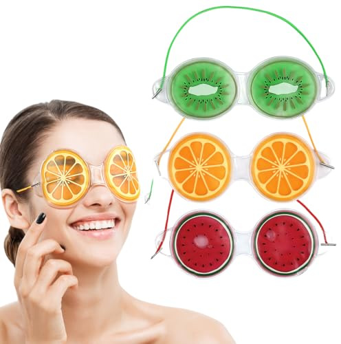 PYEUIFT 3 Stück Augenmaske Kühlend Kühlbrille, Cooling Eye Mask für Heiße Kältetherapie Geschwollene und Müde Augen, Augenringe, Migräne