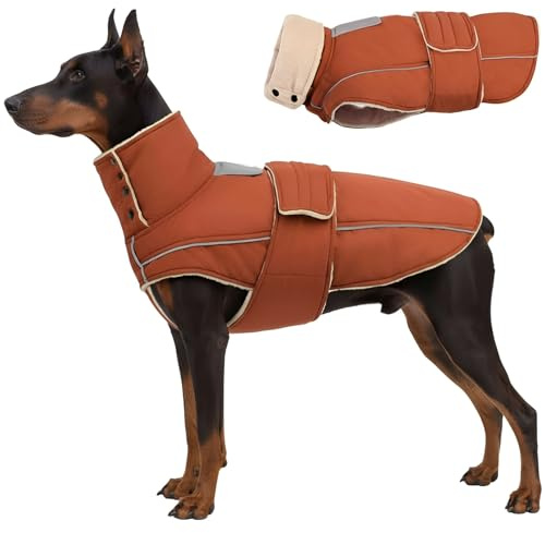 ASENKU Dog Coat, Waterproof Dog Jacket, Thick Plush Turtleneck with Buttons