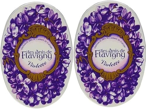 Anis de Flavigny – Bonbons authentiques à l'anis 2 boites ovales gout Violette | 2 x 50 gr de Plaisir artisanal