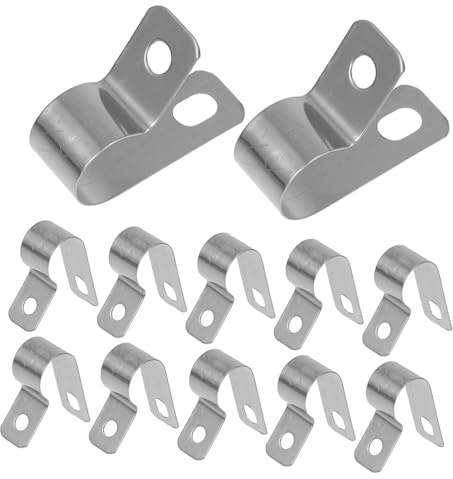 HOMSFOU 20 Stück Edelstahl Kabelclips mit R und U-form Hitzebeständige Drahtklemmen zur Sicheren Kabelbefestigung und Einfachem Kabel Ordnen im Haushalt