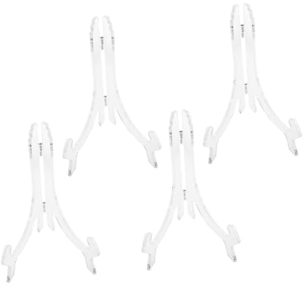 Cabilock 4 Piezas Caballetes para platos soporte de exhibición de adornos Soporte de exhibición de menú caballete de plato ornamental Transparent