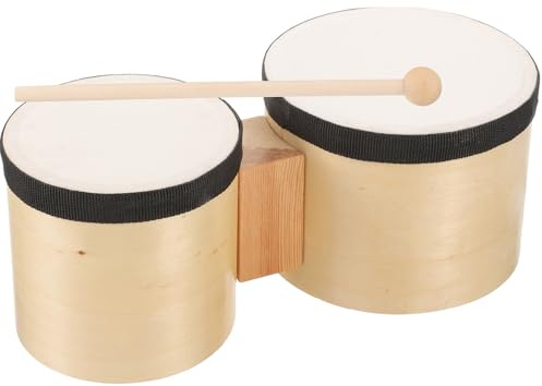 Bongos 4 und 5 Zoll, Schlaginstrument in Beige mit Trommelstock | Tanzkurse und Spiel, Robuste Verarbeitung, Stabile Klangwiedergabe, 1 Zubehörteil Enthalten