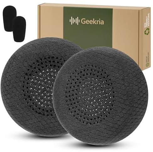 Geekria Comfort - Almohadillas de repuesto de tela de malla para auriculares Logitech Zone Wireless, Zone 900 (no compatible con Zone Wired/750/Wireless 2), almohadillas para los oídos (negro)