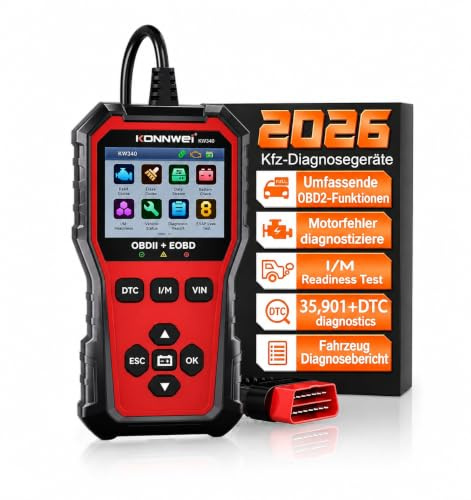 KONNWEI OBD2 Diagnosegerät Auto,KFZ Diagnosegerät für alle Fahrzeuge,Vollständigen OBDII Funktionen, Fehlercode mit DTC, BatterieTest,Diagnosegerät für nach 2002 Alle Fahrzeuge für BMW VW Mercedes Aud